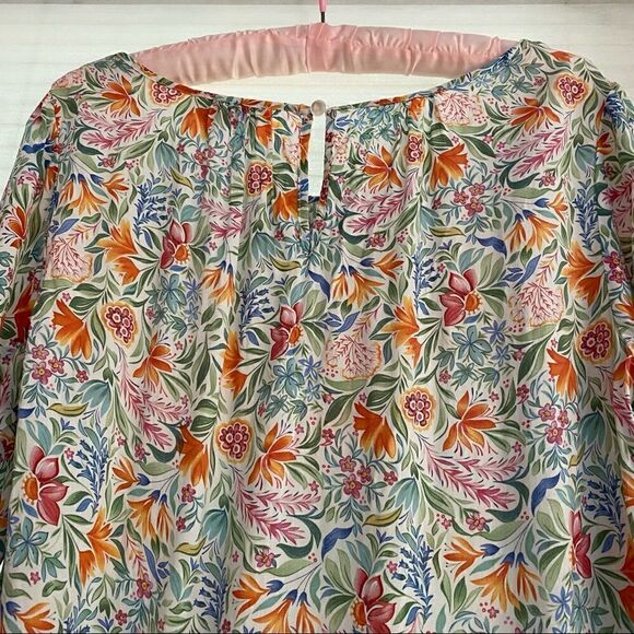 Cynthia Rowley Colorful Floral Ruffle Cotton Top Small - Picture 5 of 9